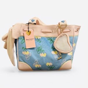 Juicy Couture Cherry Gelato Daydreamer Tote Bag Retro Blue & Pink NEW Handbag